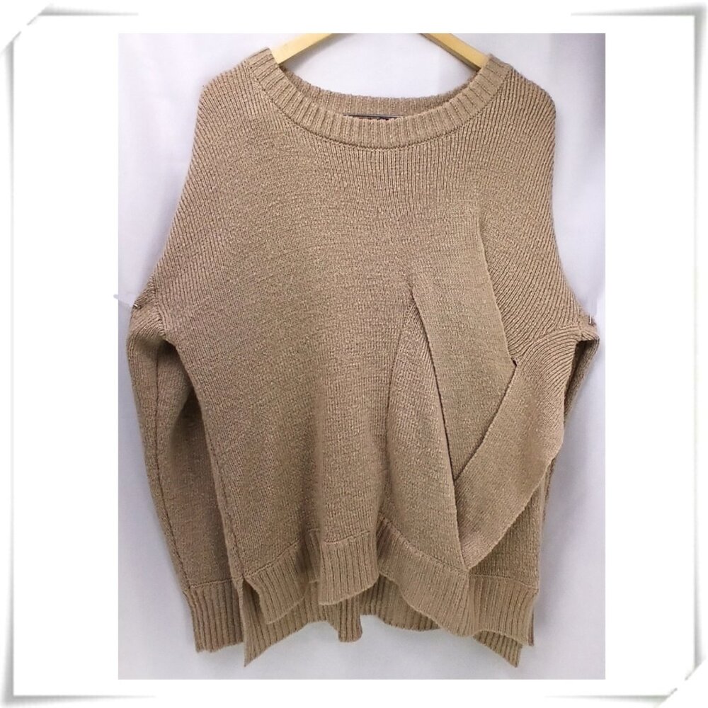 💲Sale 3/$15 - Olivia Sky Tan Oversized Drop Shoulder Braided Detail Sweater GUC